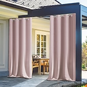 cheap Waterproof Curtains-Waterproof Outdoor Curtains for Indoor Wedding Patio Thick Privacy Grommet Curtains for Wedding Bedroom, Living Room, Porch, Pergola, Cabana, 1 Panel