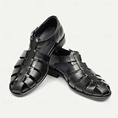 cheap Premium Leather Sandals-Men&#039;s Classic Brown Leather Fisherman Sandals - Versatile Summer Footwear for Casual Outings