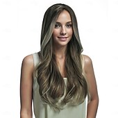 economico Parrucche trendy sintetiche-Parrucca Sintetica Ondulato naturale Ondulato Taglio Scalato Riga Profonda Fatto a macchina Parrucca 24 pollici A1 Capelli Sintetici Per donna Riga in Mezzo Classico Gradiente di colore Biondo