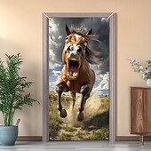 billige Dørdeksler-Morsomme dyre dekorasjoner dørdeksler hest dørtapet dørgardin dekorasjon bakgrunn innendørs/utendørs dørbanner inngangsdøren landsbygård
