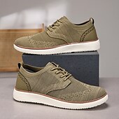 cheap Men&#039;s Sneakers-Men&#039;s Breathable Knit Brogue Sneakers - Casual Lace-Up Lightweight Shoes for Daily Wear &amp; Walking