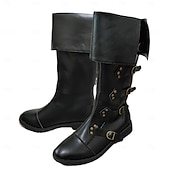 cheap Footwear-Medieval Renaissance Shoes Knee High Boots Flat Jazz Boots Pirate Viking Crusader Men&#039;s Celtic Pirate Halloween Masquerade Performance Party &amp; Evening LARP Adults&#039; Shoes
