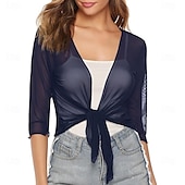 voordelige moeders wikkels-Damesomslag Elegant 3/4 mouw Chiffon Bruiloftsomslagen Met Pure Kleur Voor Feest Lente zomer