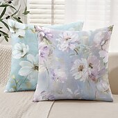 billiga blom- och växtstil-Blomsterdekorerade kastkuddar överdrag 1 styck mjukt kvadratiskt soffkuddöverdrag kuddfodral för sovrum vardagsrum soffa stol