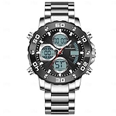 abordables Relojes digitales-Reloj de pulsera electrónico militar Poedagar para hombre, con alarma LED, analógico-digital, pantalla dual, resistente al agua, deportivo.