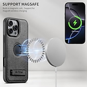 Недорогие Чехлы для iPhone-телефон Кейс для Назначение iPhone 16 Про Макс Плюс Айфон 15 Про Макс Плюс iPhone 14 13 12 Pro Max Plus Кейс на заднюю панель со стендом Магнитный Поддержка беспроводной зарядки Ретро ТПУ ПК Кожа PU