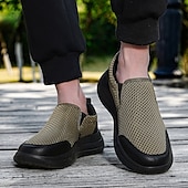 billiga Slip-ons och loafers till herrar-moderna slip-on-sneakers för män, grå mesh med elastisk slingring, snygga och bekväma urbana skor