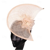 abordables Fascinators-accessoire Imitation Lin Mariage Soirée Élégant Mariage Avec Fleur Casque Couvre-chef