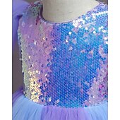 preiswerte Partykleider-Kinder Mädchen Partykleid Einfarbig Ärmellos Leistung Geburtstag Netz Schön Süß Polyester Midi Partykleid Schwingkleid A Linie Kleid Sommer Ab 4 Jahren Weiß Rosa Purpur