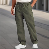 cheap Cargo Pants-Men&#039;s Cargo Pants Trousers Drawstring Elastic Waist Multi Pocket Plain Wearable Outdoor Daily Camping &amp; Hiking Fashion Classic Black White