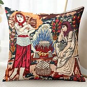 billiga Vintage stil-Vintage Medeltida Dekorativa Toss Kuddar Täcke 1PC Mjuk Fyrkantig Soffa Kuddfodral Kuddöverdrag för Sovrum Vardagsrum Soffstol