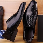 abordables Officiel-Richelieus à lacets en cuir cognac motif crocodile pour homme : chaussures sophistiquées pour professionnels