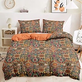 baratos 100% algodão-Capa de Edredom Mandala Boêmia Tamanho Completo Conjunto de Cama Conjuntos de Cama Capa de Colcha Edredom Macio e Leve com 2 Fronhas para Verão Primavera Vintage Étnico