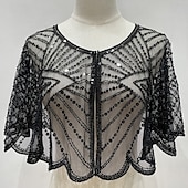 levne Šály a šátky-Retro Řvoucí 20s 20. léta 20. století šátek Wrap Přehozy přes ramena Velký Gatsby Buben dívka Flitry Maškarní kostým Dámské Karneval Svatební Večerní oslava Plesová maškaráda Dospělé Šátek