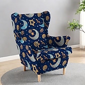 billiga Överdrag för öronlappsfåtöljer-wingback stolsöverdrag, blomrandigt geometriskt tryckt polyesteröverdrag, töjbart och avtagbart, perfekt för att skydda och återuppliva dina möbler