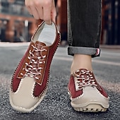 economico Sneakers da uomo-scarpe casual da uomo con lacci fatte a mano color bordeaux e grigio – scarpe da passeggio in pelle vintage