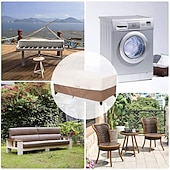 abordables Fundas para Muebles de Patio-Funda impermeable para muebles de patio, tela Oxford 420D, poliuretano recubierto de plata, rectangular e impermeable para mesa y silla, marrón y beige.