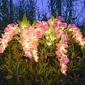 tanie Światła ścieżki i latarnie-2 szt. lamp solarnych LED na zewnątrz, lampa ogrodowa, kwiat wisteria, oświetlenie patio, wodoodporne oświetlenie LED na ścieżkę, trawnik, ogród, dziedziniec, chodnik, dekoracja świąteczna
