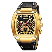 abordables Montres à quartz-Montre à quartz SKMEI pour homme luxe grand cadran montre d&#039;affaires extérieure chronomètre lumineux calendrier montre en cuir étanche
