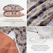 baratos 100% algodão-Conjunto de Capa de Edredom Boêmio 100% Algodão Suave e Respirável Roupa de Cama com Impressões Cobertor Leve e Durável Confortável para Todas as Estações Fácil de Cuidar