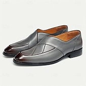 cheap Premium Leather Loafers-Men&#039;s Handmade Leather Loafers - Gray Cross Strap Slip-On Dress Shoes for Kentucky Derby, Business &amp; Formal Events