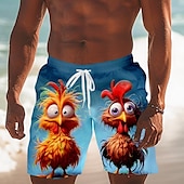 cheap Animals &amp; Birds-Men&#039;s Animal Chick Funny Swim Shorts Board Shorts Swimming Trunks Mid Waist Streetwear Hawaiian Vacation Drawstring Mesh Lining Elastic Waist Designer Clothing Apparel