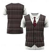 baratos Camisetas 3D-Homens Smoking Ocasiões Especiais Camiseta Manga Curta Camiseta Impressão 3D Gola Redonda Camisa Exagerado Designer Festa Feriado Bandagem Cinzento Verão Primavera Roupa S M L XL XXL XXXL