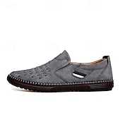 preiswerte Herrenpantoletten &amp; -slipper-Herren Slipper aus braunem Wildleder - atmungsaktive, ausgehöhlte Freizeitschuhe für Sommer und Arbeit