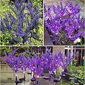 cheap Landscape Lights-2 Pcs LED Solar Outdoor Lights Garden Light Lavender Simulation Plant Patio Lights Wedding Holiday Garden Walkway Villa Yard Landscape Atmosphere Lawn Light