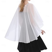 abordables enveloppes d&#039;invité de mariage-Écharpe Femme Élégant Sans manches Chiffon Boléros de Mariage Avec Couleur unie Pour Soirée Printemps &amp; Été