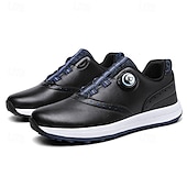 cheap Men&#039;s Golf Shoes-Men&#039;s Modern White Golf Shoes with Blue Detailing, Lace-Up Design, Breathable Upper, Perfect for Professional Golfers