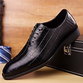 abordables Officiel-Richelieus à lacets en cuir cognac motif crocodile pour homme : chaussures sophistiquées pour professionnels
