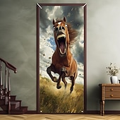 billige Dørdeksler-Morsomme dyre dekorasjoner dørdeksler hest dørtapet dørgardin dekorasjon bakgrunn innendørs/utendørs dørbanner inngangsdøren landsbygård
