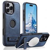 Недорогие Чехлы для iPhone-телефон Кейс для Назначение iPhone 16 Про Макс Плюс Айфон 15 Про Макс Плюс iPhone 14 13 12 Pro Max Plus Кейс на заднюю панель со стендом Магнитный Поддержка беспроводной зарядки Ретро ТПУ ПК Кожа PU
