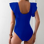 abordables Maillots de bain une pièce-Femmes Maillots de Bain Une Pièce Maillot de bain Patchwork Tropical Tenues de plage Bloc de Couleur Fil en V Sans manches Maillots de bain