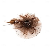 baratos Capacete de Casamento-Peça para Cabeça Tule Penas Casamento Festa de Noite Elegante Casamento Com Penas Capacete Chapéu