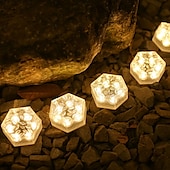 tanie Światła gruntowe-lampy solarne zewnętrzne lampy w kształcie kostek lodu wodoodporne lampy zewnętrzne, oświetlenie ścieżek, utrzymują oświetlenie ogrodu, krajobrazu, ścieżki, podwórka, patio przez 10 godzin