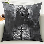 baratos Capa de almofada de férias-Capa de Almofada Decorativa de Páscoa Cruz Jesus 1PC Capa de Almofada Quadrada Macia para Quarto Sala de Estar Sofá Cadeira