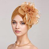 abordables Tocado de Boda-Sombreros Mezcla de Poliéster y Algodón Red Sombrero flexible turbantes Formal Boda Princesa Con Flor Color Puro Celada Sombreros