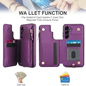 Недорогие Чехлы для Samsung-телефон Кейс для Назначение SSamsung Galaxy S24 Ultra Plus S24 ФЭ S23 S22 S21 S20 Ultra Plus FE S25 S25 Плюс S25 Ультра Кейс на заднюю панель со стендом Молния с ремешком Ретро ТПУ Кожа PU