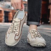 economico Sneakers da uomo-scarpe casual da uomo con lacci fatte a mano color bordeaux e grigio – scarpe da passeggio in pelle vintage