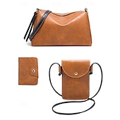 halpa Laukkusetit-&quot;4-osainen naisten käsilaukkusarja – keinonahkainen olkalaukku, crossbody-kukkaro, lompakko &amp; clutch, tyylikäs rento laukku työhön, matkustamiseen ja päivittäiseen käyttöön&quot;