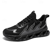 preiswerte Herren Laufschuhe-Sportliche Herren-Sneaker, auffälliges Flammen-Design in Schwarz und Rot, Sportschuhe zum Laufen und fürs Fitnessstudio