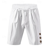 economico Vacanza-Per uomo Shorts Shorts di Lino Pantaloncini Estivi Shorts da Spiaggia Coulisse Elastico in vita Bottone laterale Semplice Comodità Traspirante Lunghezza al ginocchio All&#039;aperto Quotidiano Ferie Moda