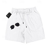 billiga Klassisk-Herr Shorts Linne Shorts Sommarshorts Beach Shorts Ficka Snörning Elastisk midja Slät Komfort Andningsfunktion Kort Semester Helgdag Strand Hawaiisk Boho Svart Vit
