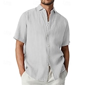abordables chemise boutonnée pour homme-Homme Chemise Chemise d&#039;été Chemise Décontractée Chemise de Plage Chemise Boutonnée Noir Blanche Bleu Orange Vert Manche Courte Uni Revers Vacances Hawaïen Vêtement Tenue Polyester Mode Occasionnel