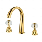 abordables Robinets LED-Robinet lavabo - Séparé Plaqué Diffusion large Deux poignées trois trousBath Taps