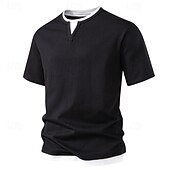 cheap Men&#039;s Casual T-shirts-Men&#039;s T Shirt Tee Short Sleeve Shirt Tee Top Short Sleeve Crew Neck Summer Plain Fashion Designer Basic Patchwork Vacation Street Going out Black Light Green Dark Grey Top Tee for Men