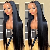 economico Parrucche lace front capelli veri-Capelli umani Remy 13x4 Fronte in Pizzo Parrucca Riga Libera Capelli peruviani Liscio Setoso Nero Parrucca 150% Densità dei capelli con Capelli di Bambino Senza Colla Pre-Strappato Per parrucche per
