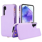 Недорогие Чехлы для Samsung-телефон Кейс для Назначение SSamsung Galaxy S24 Ultra Plus S24 ФЭ S23 S22 S21 S20 Ultra Plus FE S25 S25 Плюс S25 Ультра Кейс на заднюю панель со стендом Молния с ремешком Ретро ТПУ Кожа PU